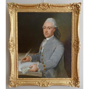 Donatien Nonnotte - attribué à, portrait de gentilhomme d'époque Louis XV, Huile sur Toile