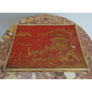 Sous main de bureau, écritoire en tôle laquée dans le goût de la Chine - circa 1900