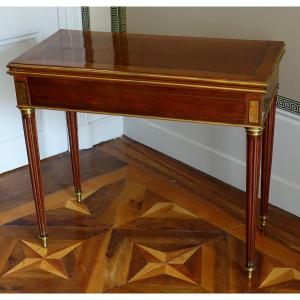 table à jeux Louis XVI en acajou 