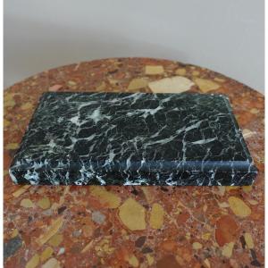 Socle de présentation néoclassique rehausseur de pendule Empire en marbre vert de mer 23,5x12cm