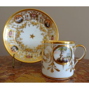 Tasse à paysages en porcelaine de Paris d'époque Directoire - Consulat fin 18e circa 1800