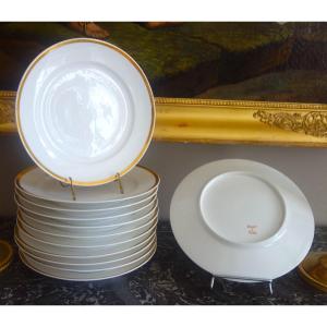 Nast Manufacture : Set Of 14 Empire Porcelaine Plates - Signed (20 Units Available On Request)
