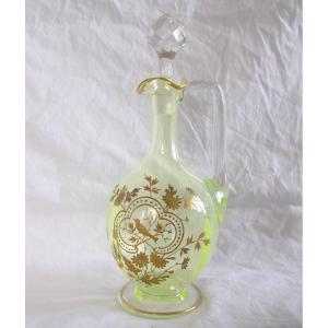 Baccarat - Yellow Crystal And Gold Ewer - 1880s