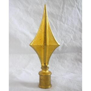 Chiseled And Gilded Bronze Banner Flag Pole Tip - French Republic - Militaria