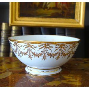   Bol à biscuits en porcelaine de Paris blanc et or - époque Directoire, fin 18e siècle