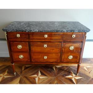 Louis XVI Period Chest Of Drawers, Rosewood Marquetry, Satin & Gilt Bronze - Stamped Sar