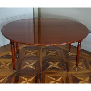 Table de salle à manger Directoire pour 6 pour appartement parisien,  en acajou massif fin 18e