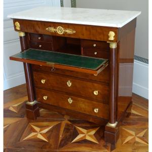 Molitor - commode secrétaire à secrets en acajou moucheté d'époque Empire, estampillée