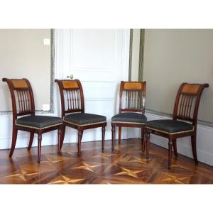 Georges Jacob - suite de 4 chaises à l'etrusque d'époque Directoire en acajou et crin de cheval