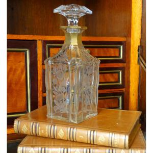 Baccarat - Carafe à whisky ou liqueur en cristal de taillé gravé et doré d'époque Napoléon III