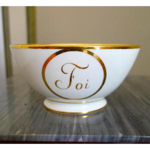 Darte - Bol à biscuits en porcelaine d'époque Empire, décor à l'or - signé