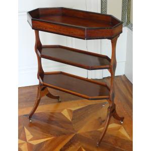 Table de salon tricoteuse 18e en acajou et ébène d'époque Directoire