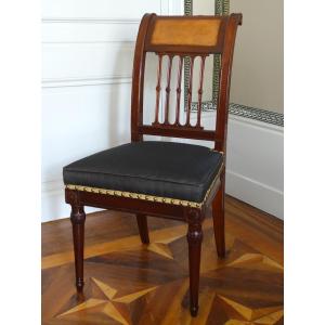 Georges Jacob - chaise à l'etrusque d'époque Directoire en acajou & crin de cheval - estampille
