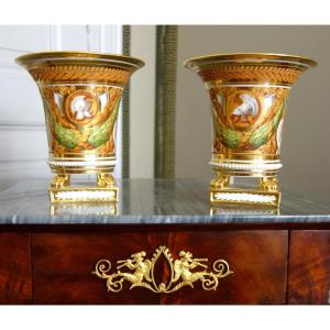 Manufacture Schoelcher, attribué à, paire de cache-pots d'époque Empire Restauration - ca 1820