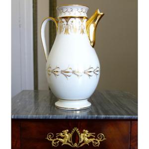 Verseuse, cafetière en porcelaine de Paris d'époque Empire à décor doré or fin
