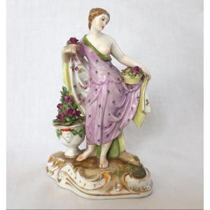 Meissen - statuette figurine en porcelaine polychrome - Flore ou le Printemps