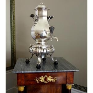 Cardeilhac: Regency-style Samovar / Tea Dispenser In Silver-plated Metal