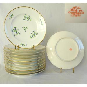 Dihl & Guerhard Manufactory—set Of 12 Dinner Plates Featuring Barbel—signed
