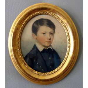 Portrait pastel d'un jeune garçon, époque XIXe siècle - Napoleon III