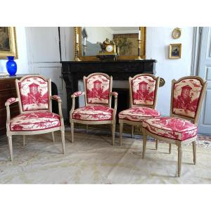 Claude Séné : mobilier de salon d'époque Louis XVI, fauteuils et chaises cabriolets estampillés