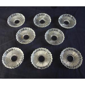 Baccarat : suite de 8 bobèches de lustre de style Louis XVI en cristal - signées - 19e siècle