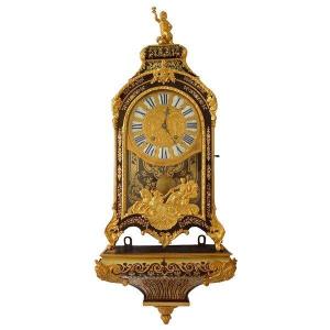 Large Pendulum Clock And Its Louis XIV-era Console Table By Jean Varin, Featuring Boulle Marquetry