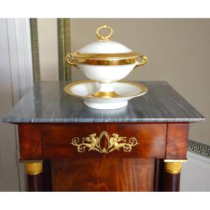 White And Gold Paris Porcelain Soup Bowl, Circa 1830