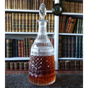 Le Creusot : carafe à vin / carafe à whisky taillée, époque Empire Restauration vers 1810 - 20