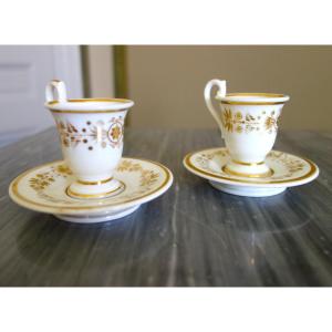 Pair Of Children's Coffee Cups Made Of Paris Porcelain, From The Restoration Period, Circa 1830