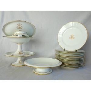 Sèvres Manufactory: Porcelain Dinner Service For 14, With A Monogram From The Napoleonic III Era