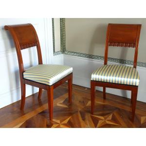 Pair Of Etruscan-style Mahogany Chairs Attributed To Henri Jacob—directoire Period