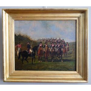 Louis Bombled : escadron du régiment Royal-Normandie cavalerie entre 1762 et 1767 - HST signée