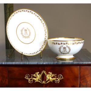 Sèvres : bol et soucoupe royale de Louis Philippe à Trianon - porcelaine, service des Princes