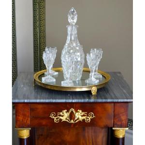 Service cabaret d'époque Empire Restauration en cristal du Creusot et bronze doré