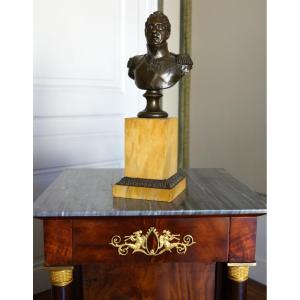 Charles X Roi de France - buste royaliste en bronze patiné et marbre jaune de Sienne