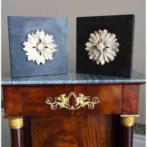 Pair Of Louis XVI-style Paperweights In White And Black Marble—early 19th Century