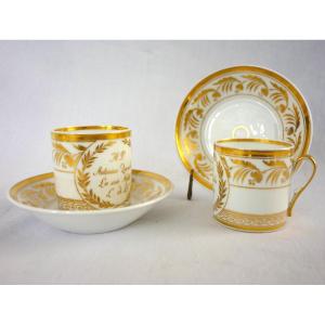 Pair Of Empire-period Porcelain Coffee Cups, Naples, Capodimonte?