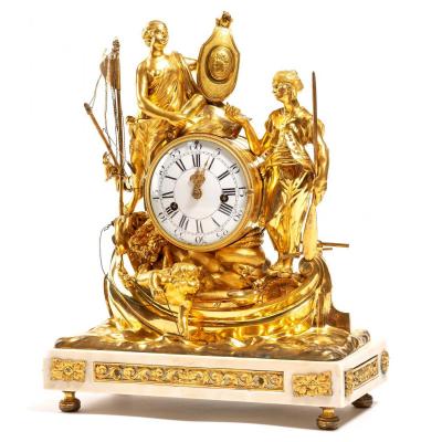 Maritime Trade Allegory Clock - Ormolu Bronze And Marble - Louis XV Period Circa 1770