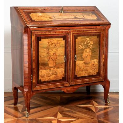 Topino : Marquetry Writing Desk, Transition Period - 18th Century - Stamped 