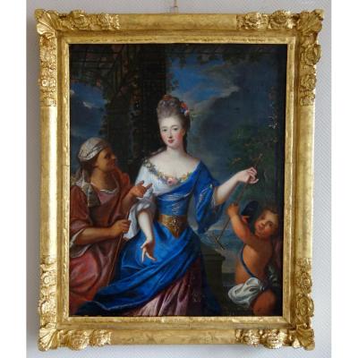 Pierre Gobert - Portrait De La Princesse De Conti En Vertumne Et Pomone - Hst 93x75cm