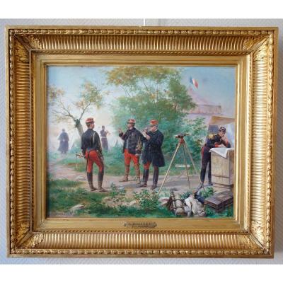 Emile Brisset, A Dispatch - French Officers Of Staff In Campaign - Oil On Canvas