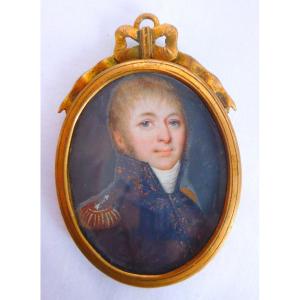 Miniature Portrait On Ivory: General Of The Empire, XIXth Century