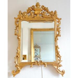   Miroir En Bois Doré, Travail Provencal d'époque Louis XV - Transition - 96cm X 60cm