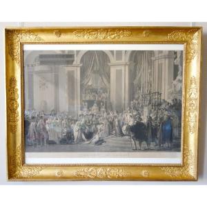 Grande Gravure Empire :  Le Sacre De Napoléon Empereur - 94,5 X 119cm