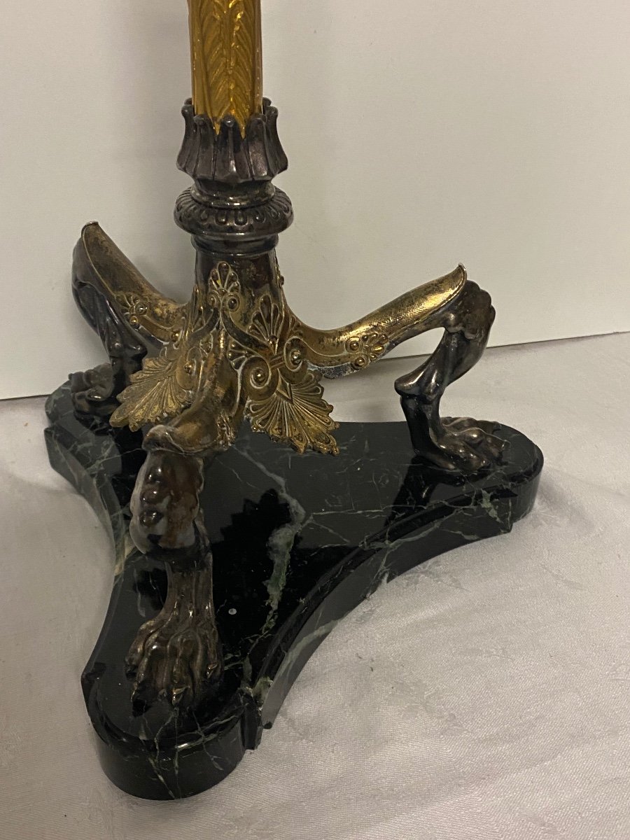 Auguste-maximilien Delafontaine Large Pair Of Bronze Candlesticks. H: 67 Cm -photo-5