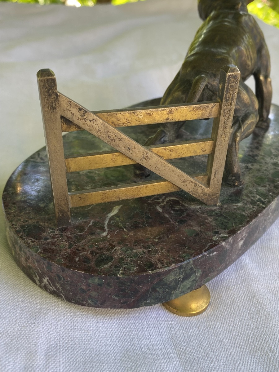 Bronze chien bouledogue signé Alphonse Giroux -photo-3