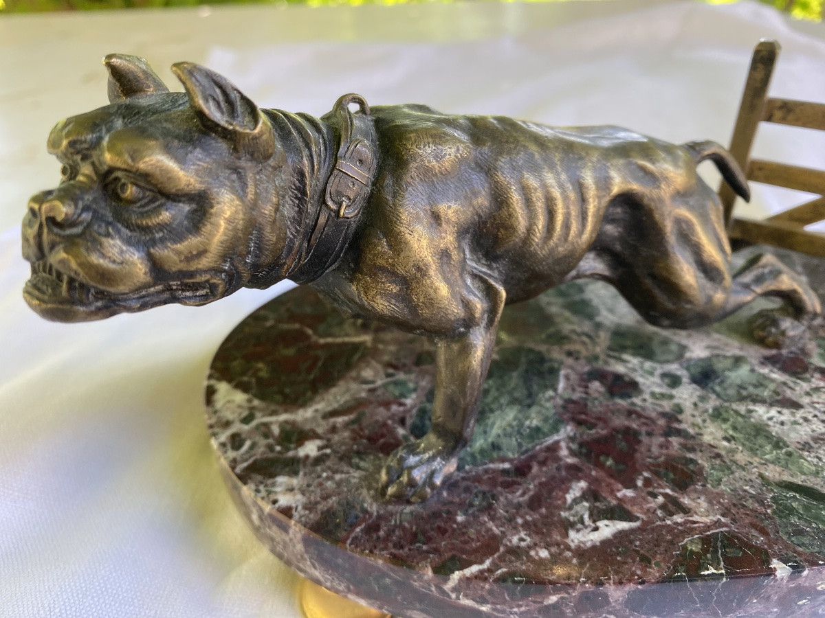 Bronze chien bouledogue signé Alphonse Giroux -photo-7