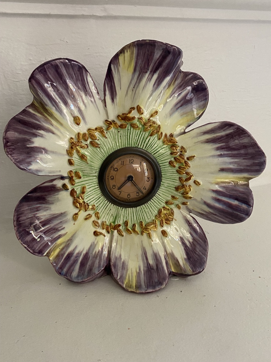 Delphin Massier Flower Pendulum In Barbotine 
