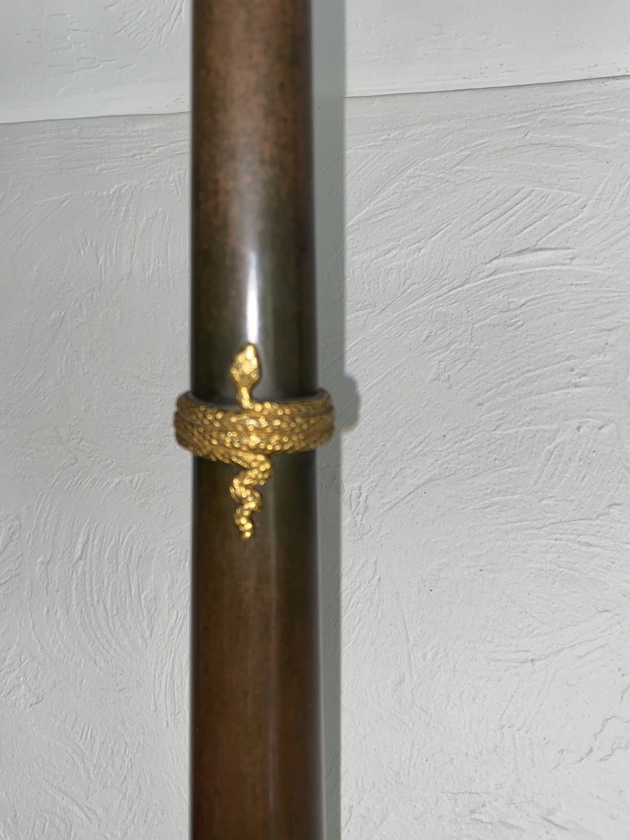 Large Pair Of Empire/restoration Candelabras In Double Patinated Bronze /69 Cm -photo-3