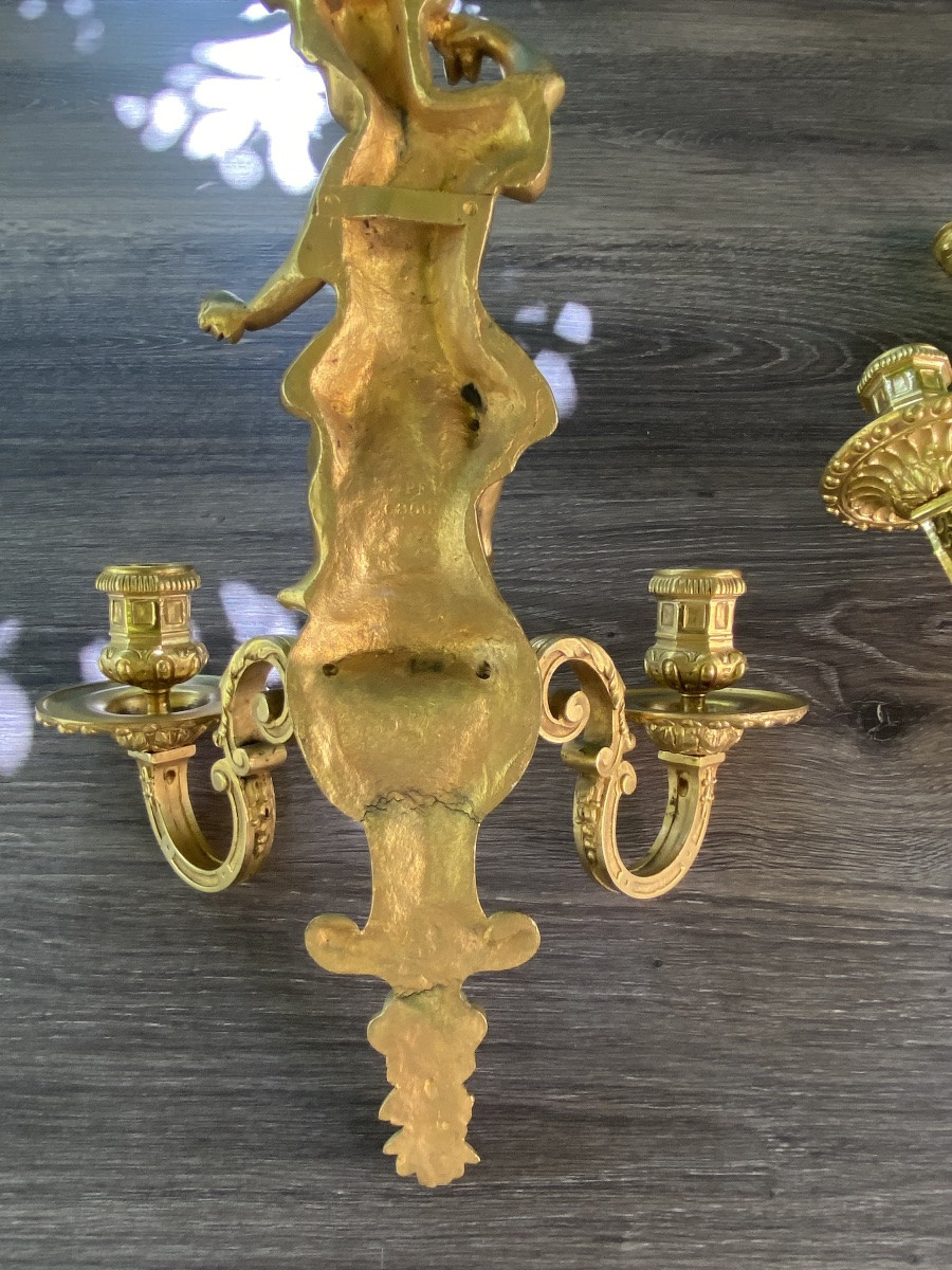 Pair Of 20th Century Regency Style Gilt Bronze Wall Lights -photo-5